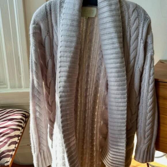 Naked Cashmere Mara Oversized Cableknit Cashmere Cardigan Light Grey XS